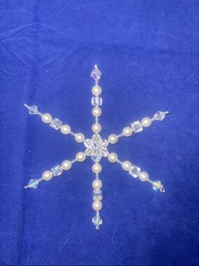 Pearl and Crystal Snowflake Holiday Ornament - White